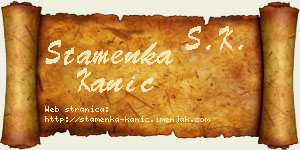 Stamenka Kanić vizit kartica